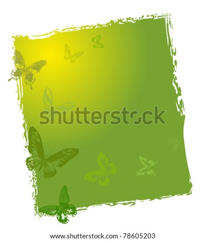 illustration with green butterflies background