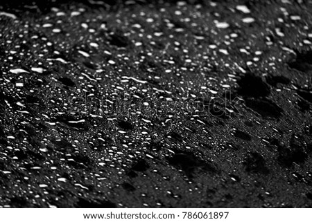 Abstract blur of water drop on car glass