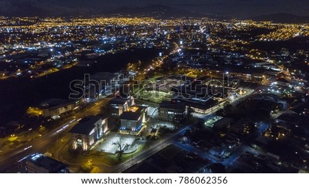 Aerial view of the City of San Jose at night