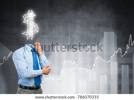 Faceless businessman with dollar sign instead of head