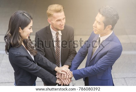 Business people Teamwork Join Hands Support Together Concept