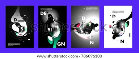 Colorful abstract liquid and fluid poster and cover design. Minimal geometric pattern gradients backgrounds. Eps10 vector.