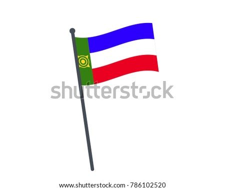 Khakassia flag. The national flag of Khakassia on a pole. The waving flag. The sign and symbol of the country. Realistic vector on white.