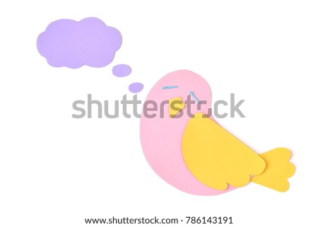Love bird paper cut on white background - isolated