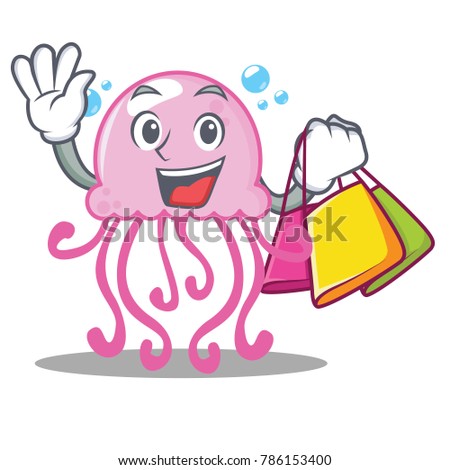 Shopping cute jellyfish character cartoon