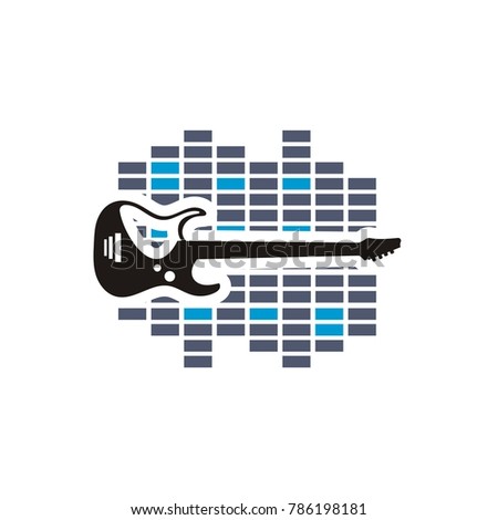 Guitar Music shop, recording studio, karaoke club monochrome labels, badges, emblems and logos, set of vector design elements isolated on white background eps 10 eps 8