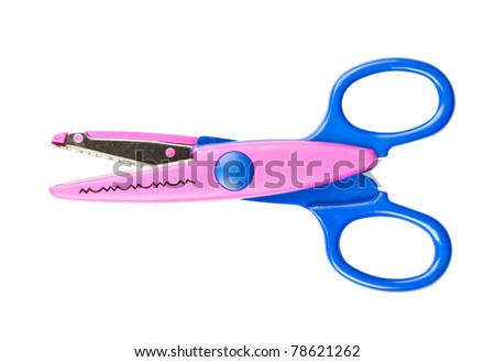 Colorful zigzag scissors on white background