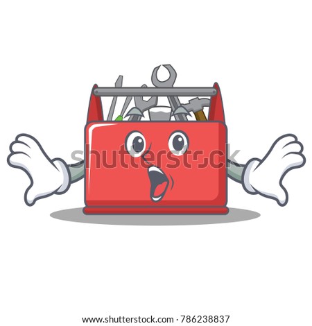 Surprised tool box character cartoon