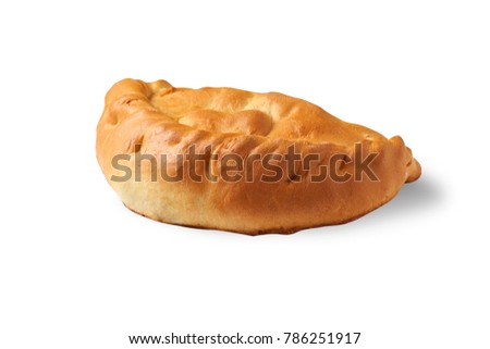 One baked roll isolated on white background.