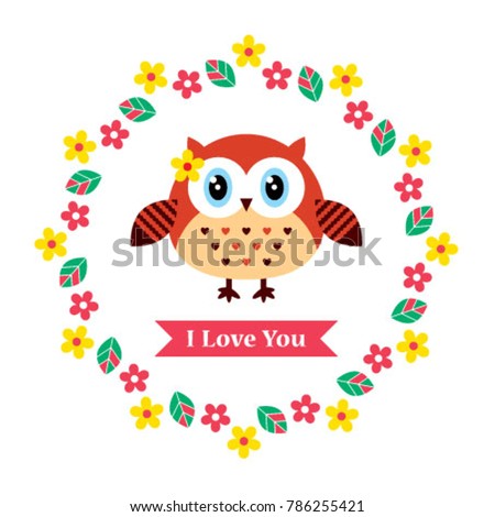 cute owl girl valentine greeting card vector