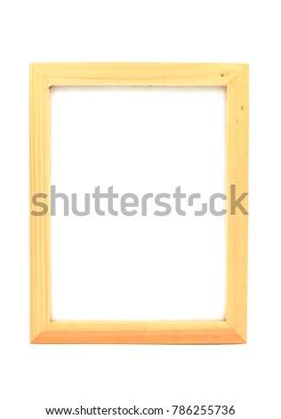 empty Wooden frame on white  background of file with Clipping Path . Space for text and images.