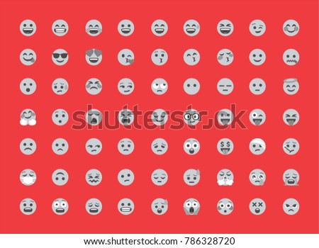 Greyscale vector emoji set