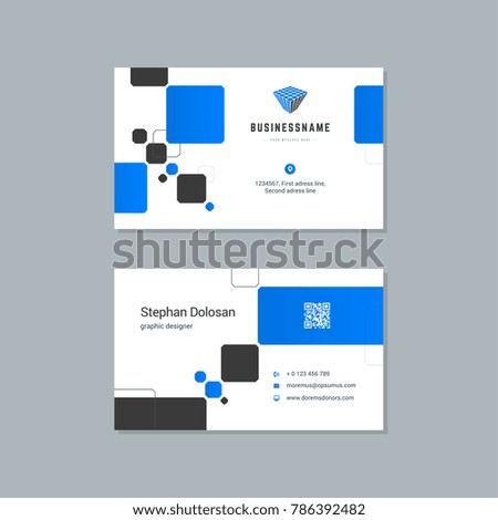 Business card design template abstract modern corporate branding style vector Illustration. Two sides with logo trendy colors background.