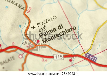 Palma di Montechiaro. Map. The islands of Sicily, Italy.