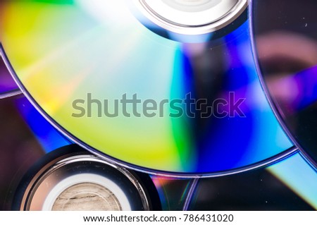Close up shot of multiple dvd disks