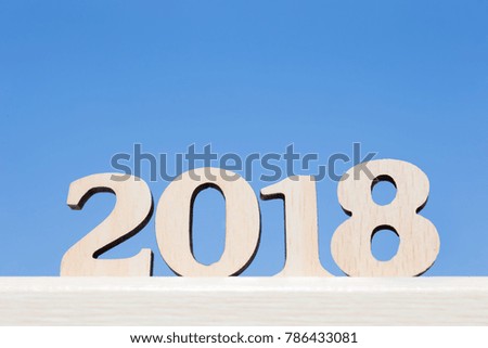 Happy New Year 2018 greetings - wood number with sky
