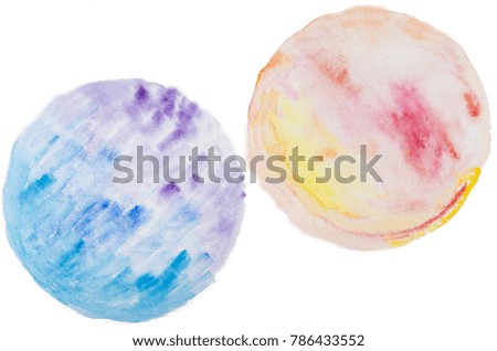 Set of abstract circle watercolor  hand painted background isolated on white. Watercolor stains.
