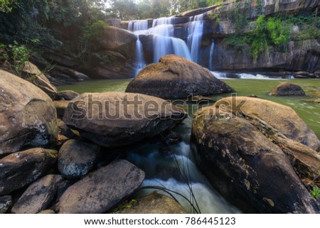 Tat-Huang waterfall, international waterfall in Huang river border of Thailand and Laos.
