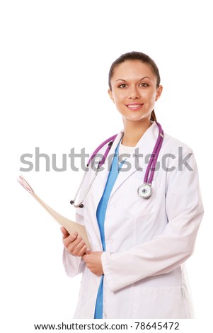 A female doctor with a folder