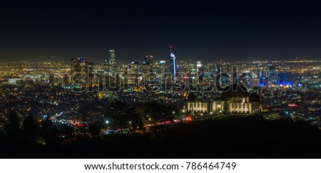 This is the picture of Griffith Observatory at Night with Los Angeles Skyline, California.
