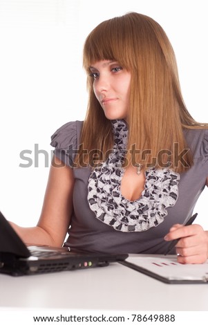 portrait of a clever businesswoman with laptop