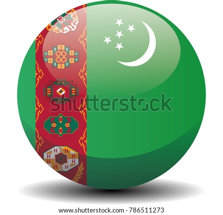 Turkmenistan circle button flag background texture. Vector illustration.
