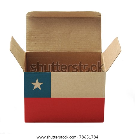 recycle paper box with Chile flag isolated on white background
