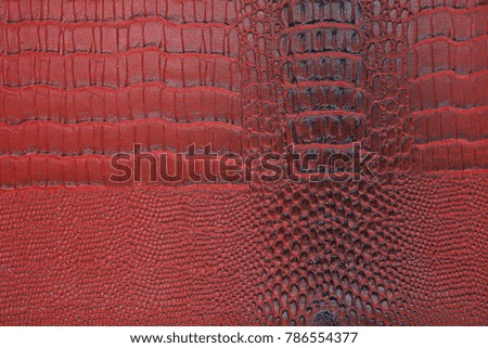 Red natural leather female purse closeup