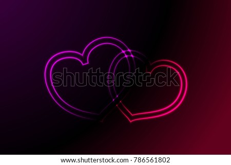 Two neon hearts