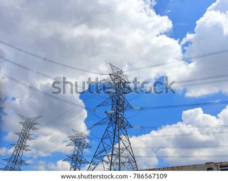 blue sky with clouds and electric fountains