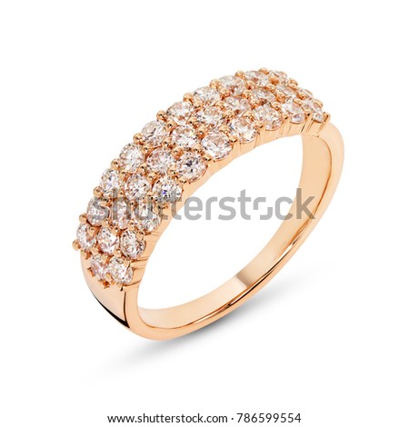 Diamonds Wedding Eternity Band Ring pave set in pink gold ,rose gold  on white