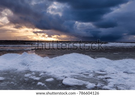 Cold Baltic Sea. The Gulf of Finland. Winter in Estonia.