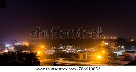 Panoramic long exposure photography from Kashmiri Gate Metro Station, Delhi, India, Asia.