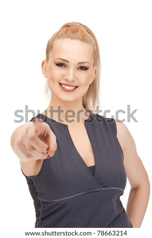 picture of lovely fitness instructor pointing her finger