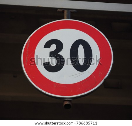 Regulatory signs, maximum speed limit 30 traffic sign