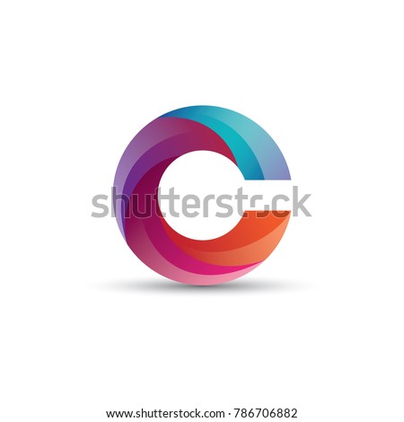Abstract C Letter Logo Design, Glossy Effect Royalty-Free Stock Photo #786706882