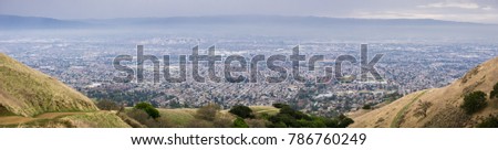 Panoramic view of San Jose, California on a rainy day