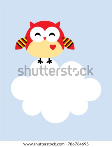cute owl cartoon message card vector