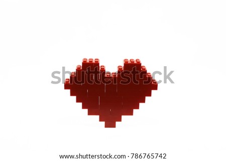 Plastic love block isolated on white background.