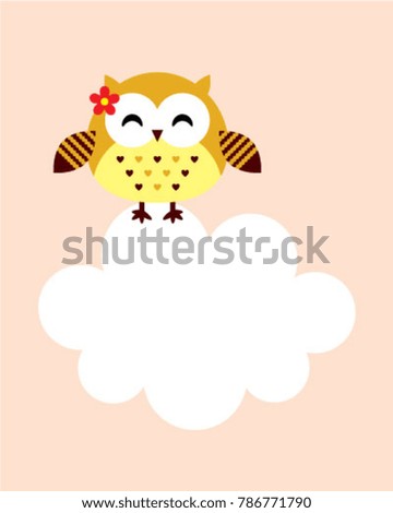 cute owl girl cartoon message card vector