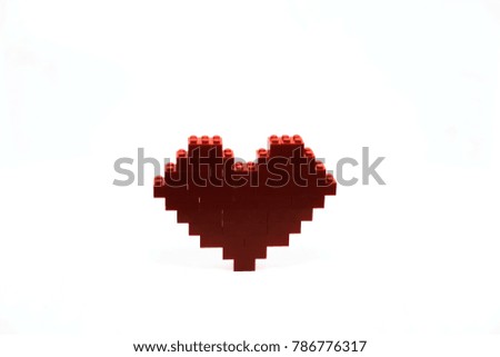 Plastic love block isolated on white background.