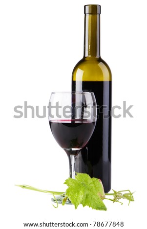 Bottle of red wine isolated on white background