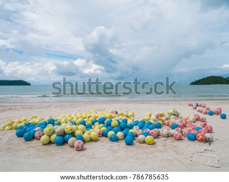 Floating Buoy on a Beach. Floating buoy ball for safety awareness an ocean