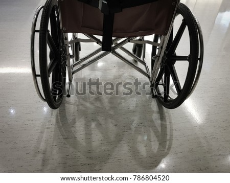 Wheelchair on white floor, Health care concept