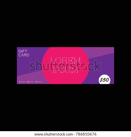 Gift card template. Creative Banner  Design. Vector Illustration. Abstract purple and magenta voucher. Facebook banner