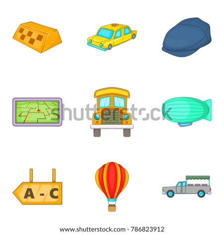 Trucking icons set. Cartoon set of 9 trucking vector icons for web isolated on white background