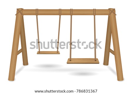 wooden swing vector on a white background Royalty-Free Stock Photo #786831367