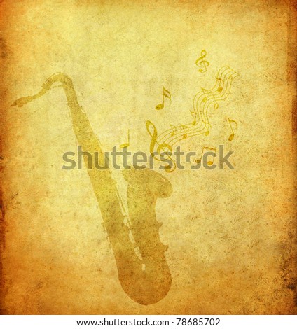 saxophone on old grunge paper