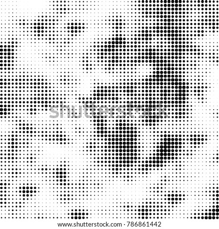 Abstract halftone background. Texture of dots of ink. Monochrome vector grunge pattern black and white