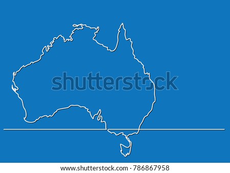 continuous line drawing - map of Australia